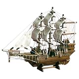 Hand-carved Teak Wood Classic Sailboat/Schooner Model (Thailand)