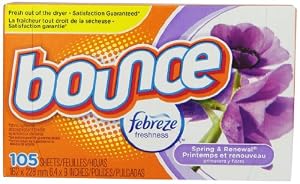 Bounce With Febreze Scent Spring & Renewal Fabric Softener Sheets 105 Count (Pack of 3)