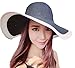 IL Caldo Womens Sun Hat Black & White Folding Floppy Derby Hat Wide Large Brim Travel Beach Cap,Black