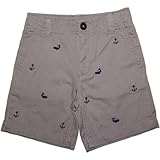 カーターズ（Carter's)【6歳用】男の子プレミアムグレーxネイビーくじら＆いかりマーク刺繍ショートパンツ 6years 120cm コーデパンツ【並行輸入】