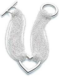 Bling Jewelry Open Heart Mesh Chain Bracelet 925 Sterling Silver 7in