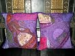 Christmas Gift-2 Blue-Violet Gujrati Embroidered Sari Toss Pillow Cushion Covers Free Shipping