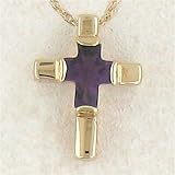 14K Yellow Gold Amethyst Cross with Chain