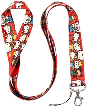 Red Cat Family Keychain Key Chain Lanyard Straps with Mini Silver Steel Spring Clips (MCL-167)