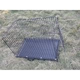 Black 36" 3 Door Pet Folding Dog Crate Cage Kennel w/ABS Tray