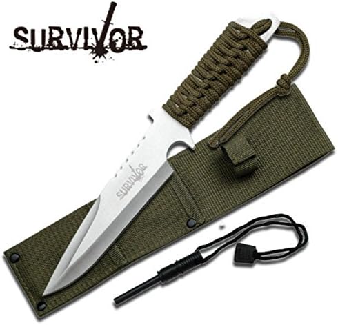 HK-739SL 18pq6729d4ky "11""" Full daqr500a Tang Survival Fire Starter Hunting Camping Knife w/ Flin fix knife steel sharp edge blade pocket