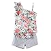 LittleSpring Little Girls' Slim Shorts Set Flower Printing