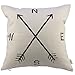 HOSL Retro Blend Linen Square Vintage Throw Pillow Case Shell Decorative Cushion Cover Pillowcase Compass about 17.3*17.3 Inch(4
