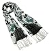 100% Pashmina/Cashmere Large Color Rose Tassel Ends Long Scarf Shawl - Blue