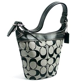 Coach Signature Large Duffle Shoulder Bag - 13358 (Black & White)
