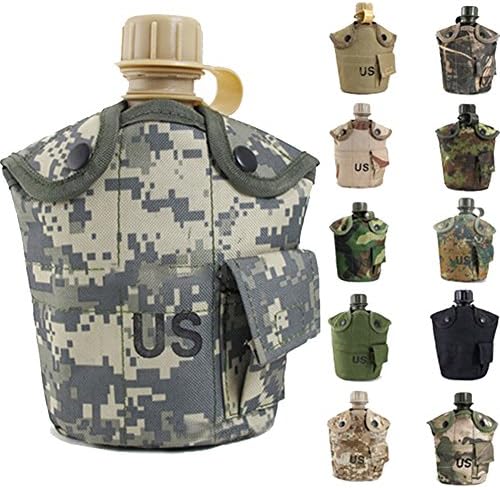 US Military Cup, HAPIN 3-in-1 Camouflage Kettle Outdoor Wild Survival 1L Water Bottle Drinking Container Canteen Kit With Cover &amp; Aluminum Cup (Color #1)