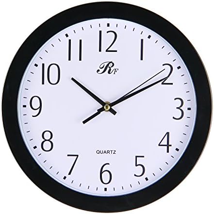 RUIFA Indoor 12-Inch Precedent Decorative Wall Clock with Arabic Numerals (Black)