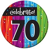 Creative Converting Milestone Celebrations Round Dessert Plates, 8-Count, Celebrate 70