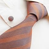 NEW Y&G Designer Hand Made Yellow Brown Stripes 100% Jacquard Woven Pure Silk Mens Neck Tie and Cuff Links Set 9470