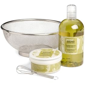 Gourmet Kitchen by Upper Canada Round Mesh Basket (Wasabi Green Tea) Gift Set