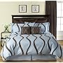 New Wave Modern Contemporary Brown and Blue 6-pc Duvet Cover Bedding Set - King Size