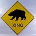 Bear Xing Crossing Funny Road Sign-Tin/Metal
