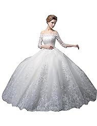 Tulle Vintage Lace-Up 2015 Long Sleeves Off the Shoulder Wedding Dress  with a Brush/Sweep Train 