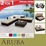 MODERN SOFA PATIO OUTDOOR WICKER FURNITURE & DINING 7PC & DOUBLE CHAISE, SUN BED