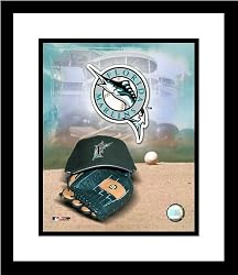 Florida Marlins MLB Framed 8x10 Photograph Team Logo and Baseball Cap Collage