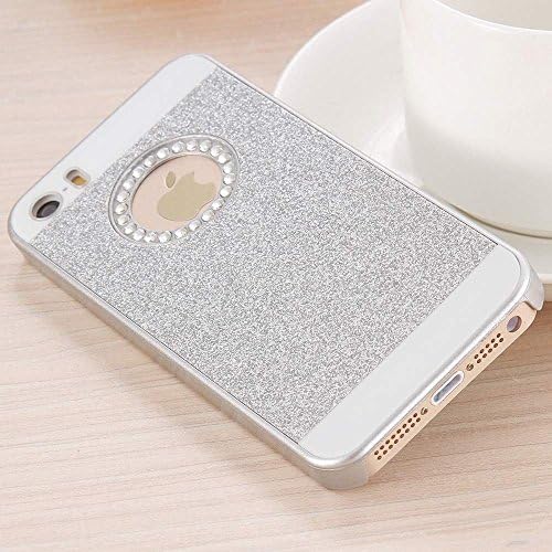 Sparkling Case for Apple iPhone 6 Plus, Luxury Sparkling Glitter Crystal Rhinestone Diamond Design Hard Back Case Protective Cover Apple iPhone 6 Plus 5.5 Inch Case Set (Includes two cases - White and Silver)