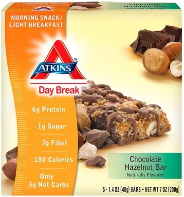 W2B - Atkins Day Break Bar Chocolate Hazelnut - 5 Bars
