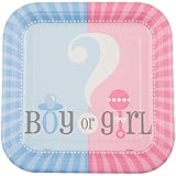 Square Gender Reveal Dessert Plates, 10ct