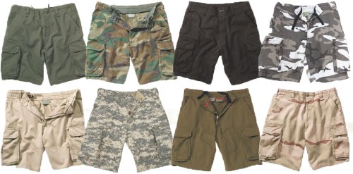 Military Camouflage/Solid Color Vintage Army Paratrooper Military Cargo Shorts