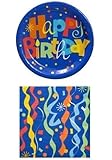 Happy Birthday Party Pack - 18 Plates and 20 Napkins