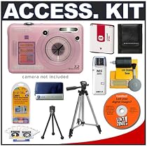 Snug-It Tight Fit Camera Skin (Pink) with Spare NP-BG1 Battery + Memory Stick Card Reader + Compact Digital Travel Tripod + Cameta Bonus Accessory Kit for Sony Cyber-Shot DSC-W50 / DSC-W55 / DSC-W70 Digital Camera