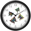 Four Colorful Butterflies (Butterfly) Wall Clock by WatchBuddy Timepieces (Black Frame)