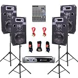 Crown XLS2500 Amp, 4 Three Way 10 Speakers, Mixer, Stands and Cables DJ Set New CROWN1000CSET9