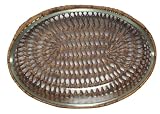 Glass Small Oval Casserole Dish With Woven Palm Leaf Basket 12.5" x 9" x 3"