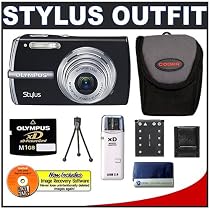 Olympus Stylus 1200 "All Weather" 12MP Digital Camera (Black) + Olympus M-1GB xD-Picture Card + xD-Picture Card Reader/Writer + Spare Li-42B Battery for Olympus + Compact Digital Padded Carrying Case