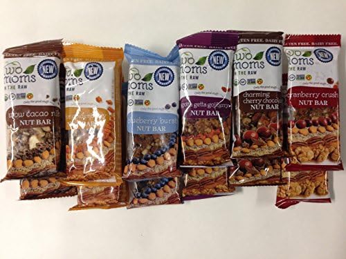 Two Moms in the Raw - Gluten-Free - Nut Bar Bundle: 12/1.5 OZ (2 of each flavor: Charming Cherry Chocolate, Cranberry Crush, Wow Cacao Nib, Go for Goldenberry, Blueberry Burst, and Gotta Getta Gojiberry)
