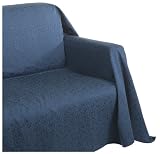 Scroll Jacquard Love Seat Throw Cover, Blue