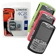 Green, Red, Black Skin Cover Case and Kingston 4GB microSDHC Class 4 Memory Card with SD Adapter for Blackberry Curve 8300 8310 8320 8330
