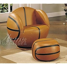 2pc Kid's Basketball Swivel Chair and Ottoman Set by visiondecor Furniture