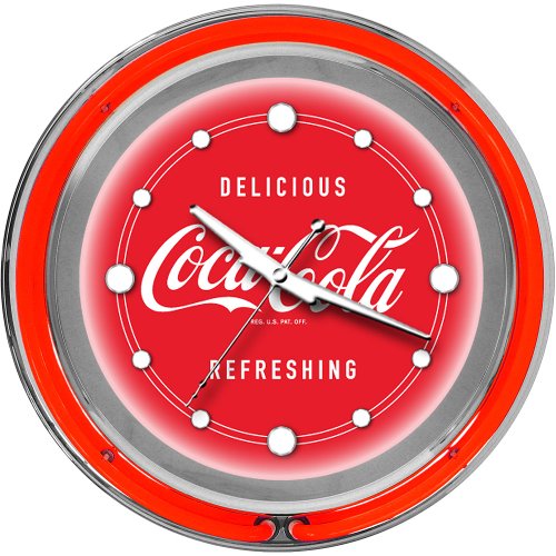 Trademark Large Deluxe Coca Cola 14-Inch Diameter Neon Clock with Two Neon Rings