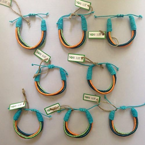 Jute Frog Thread Friendship Bracelets, Pack of 8 - Blue