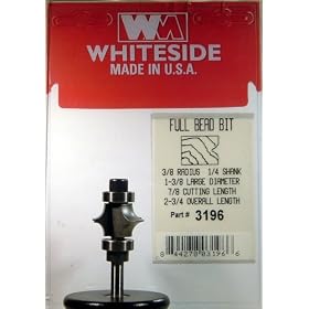 3196 CARBIDE-TIP 2 FLUTE FULL BEAD ROUTER BIT 3 8 RADIUS X 1-3 8 LG DIA X 7 8 CL X 1 4 SHANK by Whiteside