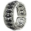 Black Wide Rhinestone Cuff Bangle Bracelet Fashion Jewelry