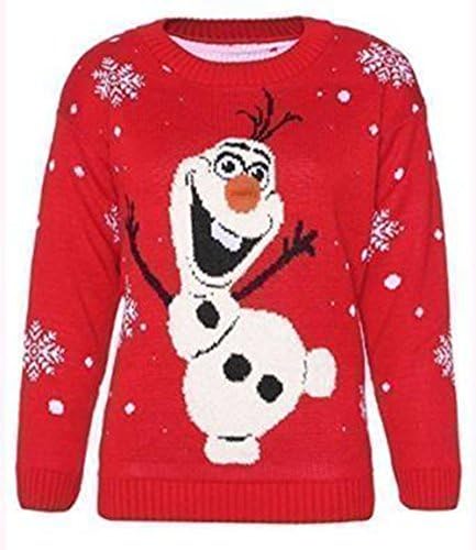 Brandtrendz -Women Olaf Frozen Christmas Novelty Sweater Xmas Jumper (XL, RED)
