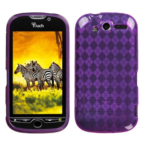 Purple Argyle Pane Candy Protective Rubberized TPU Silicone Skin Cover Case for HTC T Mobile MyTouch 4G