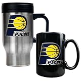 Indiana Pacers NBA Stainless Steel Travel Mug & Black Ceramic Mug Set - Primary Logo