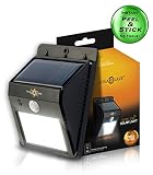 SolarBlaze Bright Solar Powered Outdoor LED Light - Auto ON at Night / Auto BRIGHT with Motion Sensor - Wireless Security Lighting - No Tools Peel 