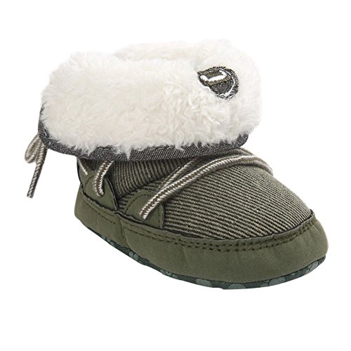 Weixinbuy Baby Boy Lace Up Stripe Soft Bottom Winter Snow Boots