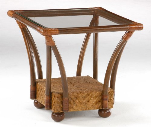 Square End Table In Glass Top