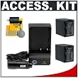 2 Replacement Sony NP-FH100 (NP-FH30, NP-FH40, NP-FH50, NP-FH60, NP-FH70) Batteries and Battery Mini Charger for Sony HandyCam DCR-SR200, DCR-SR300, DCR-SR62, DCR-SR82 Camcorders