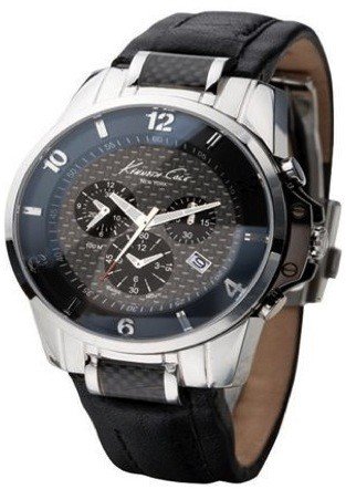 Kenneth Cole Swiss Collection Chrono Black Chronograph for Him With Carbon Inlay